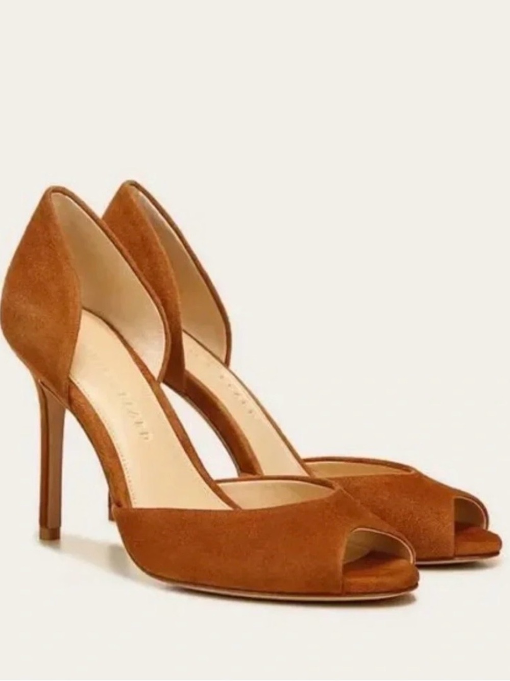 Veronica Beard Gadot Brown Suede Open-Toe Heels